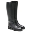 Khaite Derby Leather Knee Boots In Black
