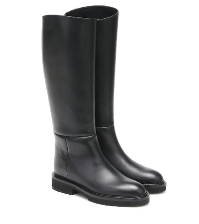 Khaite Derby Leather Knee Boots In Black