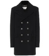 SAINT LAURENT DOUBLE-BREASTED WOOL AND ANGORA COAT,P00489789