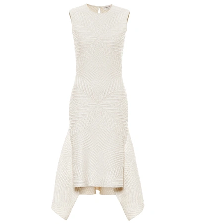 Alexander Mcqueen Diamond Knit Ruffle Hem Wool Blend Jumper Dress In Ivory
