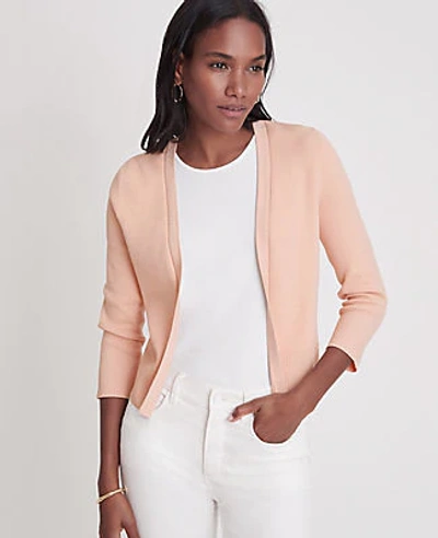 Ann Taylor Petite Pointelle Cropped Open Cardigan In Vintage Blush