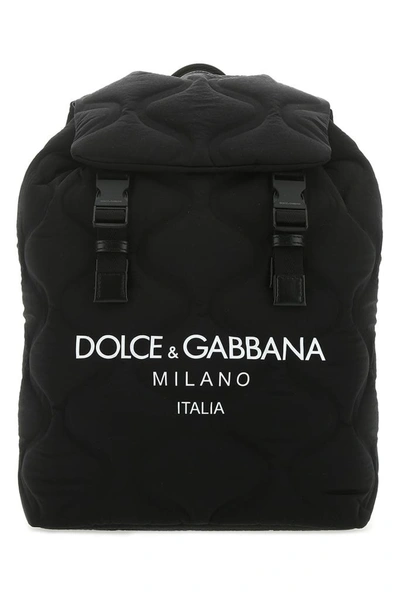 Dolce & Gabbana Logo Quilted Backpack In Black