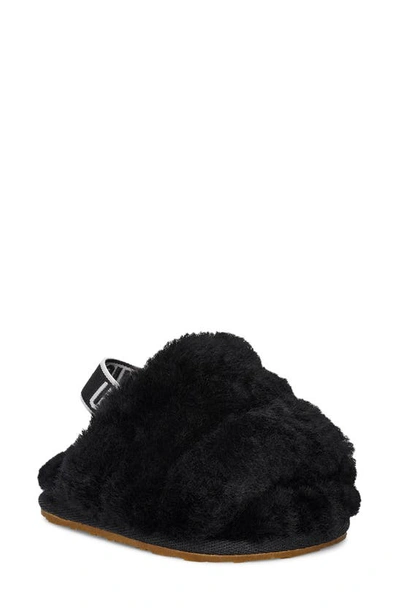 Ugg Babies' Fluff Yeah Genuine Shearling Slide Sandal In Black
