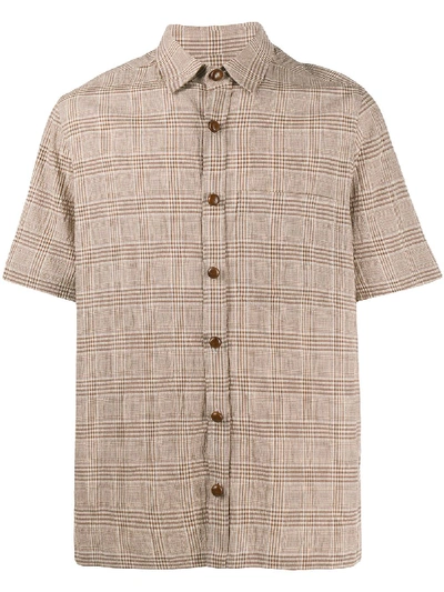 Nanushka Brown Adam Short Sleeve Shirt In Neutrals