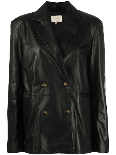 Loulou Double-breasted Lambskin Jacket In Black