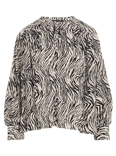 Isabel Marant Amba Printed Cotton Blouse In Black