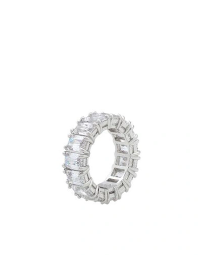 Swarovski Silver-tone Baguette-crystal Wide Ring In White