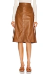 Saint Laurent A-line Leather Midi-skirt In Marron Glace