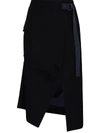 SACAI ASYMMETRIC MIDI SKIRT