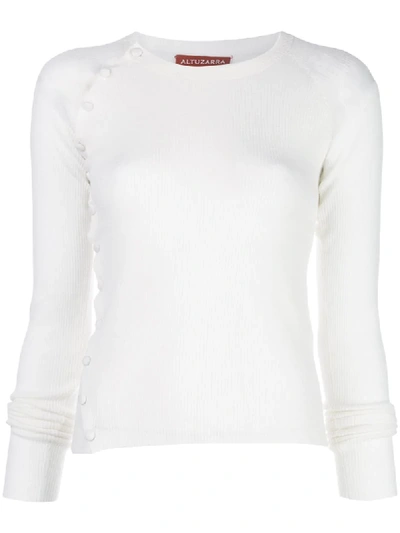 Altuzarra Lucy Button-embellished Ribbed Wool Sweater In White
