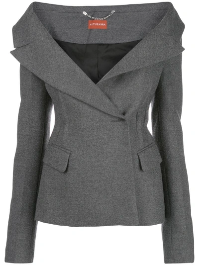 Altuzarra Darlene Off-the-shoulder Wool-blend Jacket In Grey