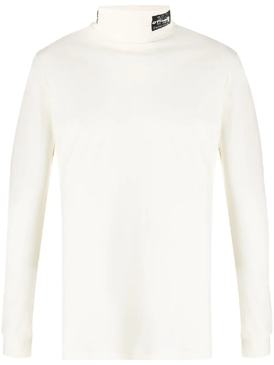 Raf Simons Roll Neck Fitted Jumper In Fine Knit In Neutrals