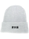 MSGM LOGO-EMBROIDERED RIBBED KNIT BEANIE