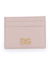 Dolce & Gabbana Dg Girls Barocco Leather Card Holder In Cipria