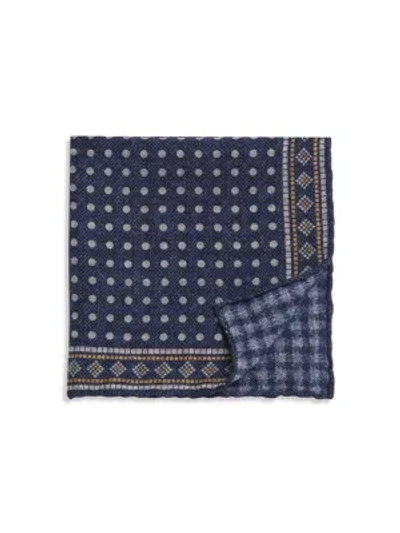 Brunello Cucinelli Wool Pocket Square In Yellow Blue