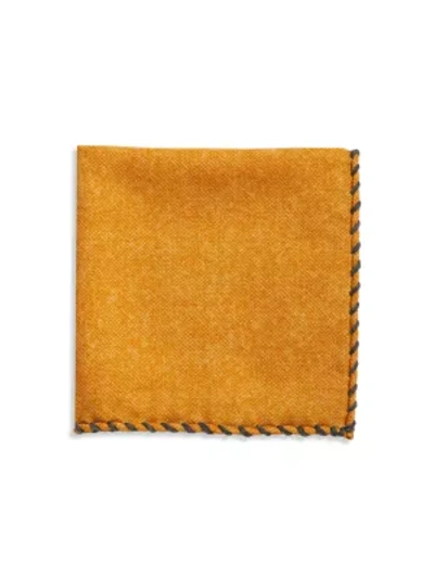 Brunello Cucinelli Whipstitch Pocket Square In Yellow