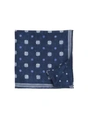 Brunello Cucinelli Polka Dot & Snowflake Silk Pocket Square In Blue