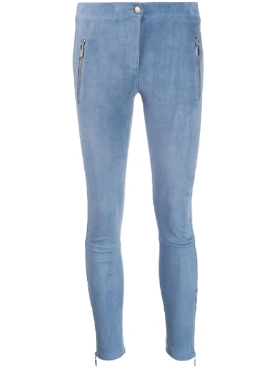 Arma Zip Detail Skinny Trousers In Blue