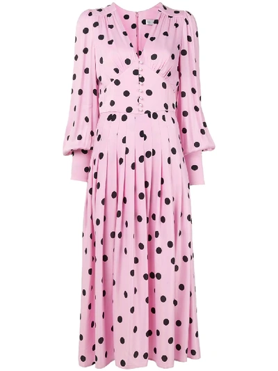 Rebecca Vallance Mattel Polka-dot Print Rouleau Button Dress In Pink