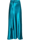 COLLINA STRADA 罗纹细节缎面中长半身裙