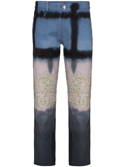 Collina Strada Tie Dye Cropped Jeans In Multicolour