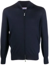 Brunello Cucinelli High-neck Zip-through Sweater In Blue