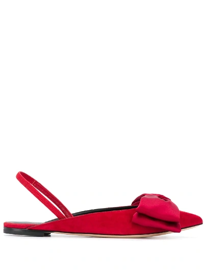 Giuseppe Zanotti Bow Slingback Ballerina Shoes In Red