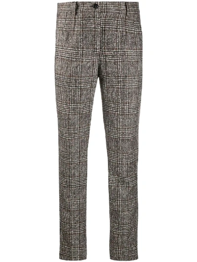 Dolce & Gabbana Checked Slim-fit Trousers In White/black