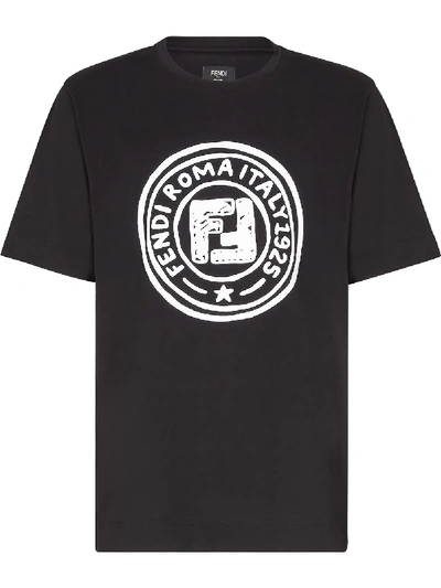 Fendi Ff Motif Cotton T-shirt In Black