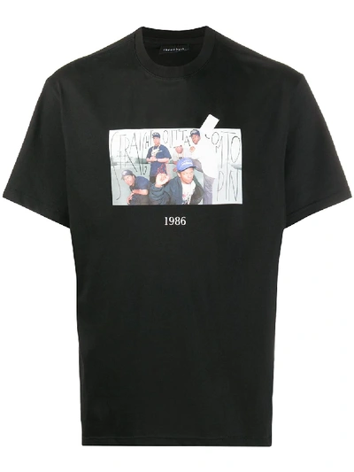 Throwback 1986 Straight Outta Compton Print T-shirt In Black