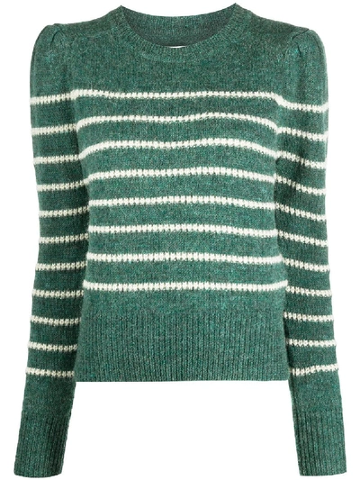 Isabel Marant Étoile Striped-print Puff Sleeves Jumper In Green