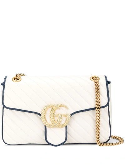 Gucci Mini Gg Marmont Leather Shoulder Bag In White