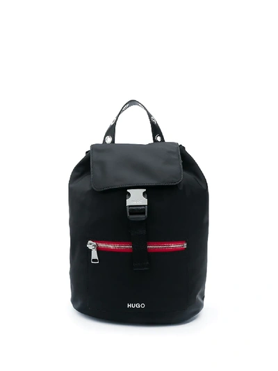 Hugo Contrast Zip Small Backpack In Black