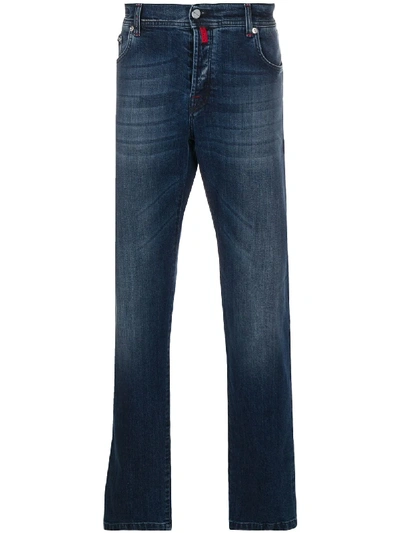 Kiton Washed Bootcut Jeans In Blue