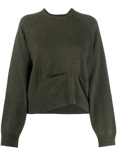 Remain Birger Christensen Tucked Round Neck Jumper In Green