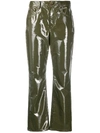 Vivetta Coated Cropped Trousers In Green