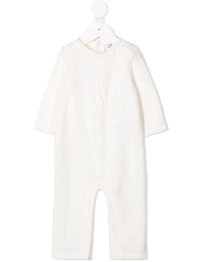 Moncler Babies' Logo刺绣连体短裤 In White