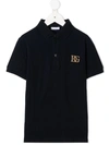Dolce & Gabbana Embroidered Logo Polo Shirt In Blue