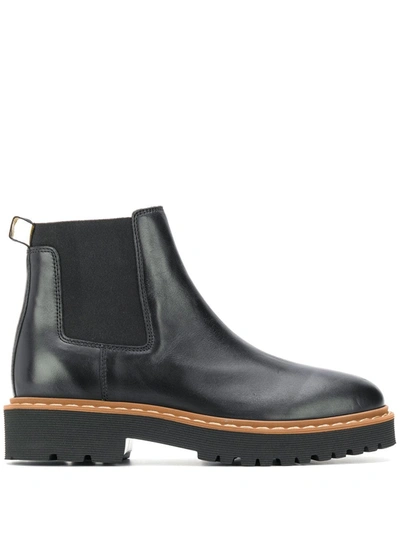 Hogan Leather Chelsea Boots In Black