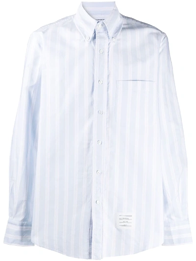 Thom Browne Striped Supima Cotton Shirt In Grey