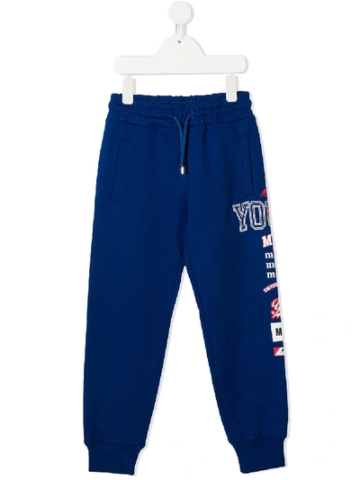 Msgm Kids' Graphic-print Track Trousers In Blue