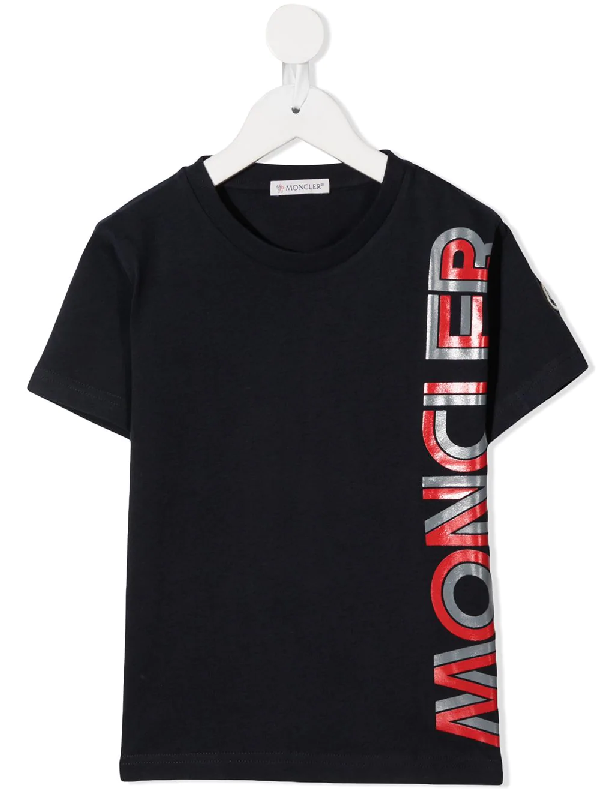 Moncler Kids' Graphic-print Crew Neck T-shirt In Blue | ModeSens