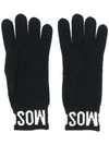 Moschino Logo Wool Gloves In Black