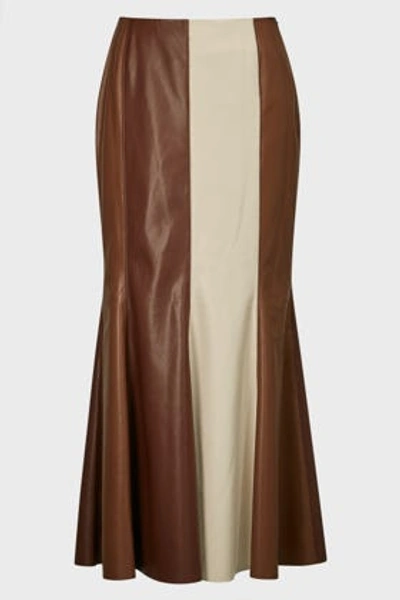 Nanushka Artem Panelled Leather Skirt In Brown And White