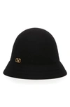 Valentino Garavani Rabbit Felted Bucket Hat In Black