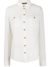 Balmain Silk Shirt With Padded Shoulders In White