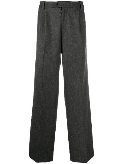 Off-white Twill Pleated Tailored Trousers In Grey