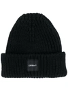OFF-WHITE LOGO PATCH RIBBED BEANIE