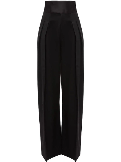 Jw Anderson High-waisted Wide-leg Trousers In Black
