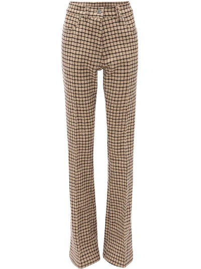 Jw Anderson Checked High-rise Flared Pants In Beige